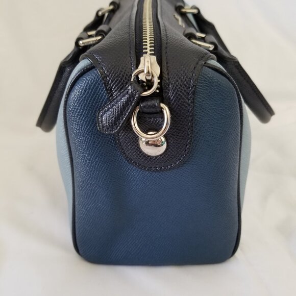 Authentic Navy/Blue Color Block Coach Handbag Rowan Satchel Purse - Picture 3 of 7